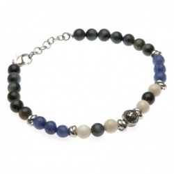 bracciale uomo con timone pietre e acciaio