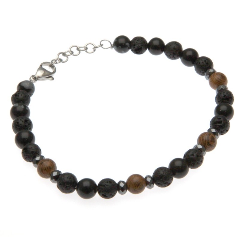 bracciale uomo pietre dure e acciaio