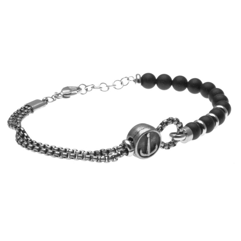bracciale uomo con ancora in acciaio e pietre
