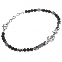 bracciale uomo ancora in acciaio e pietre