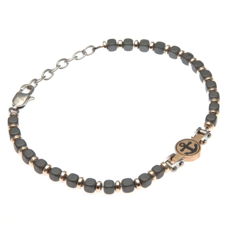 bracciale ancora uomo in acciaio e pietre