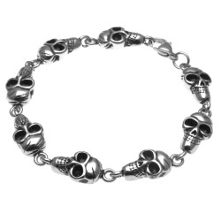 bracciale uomo con teschi in acciaio