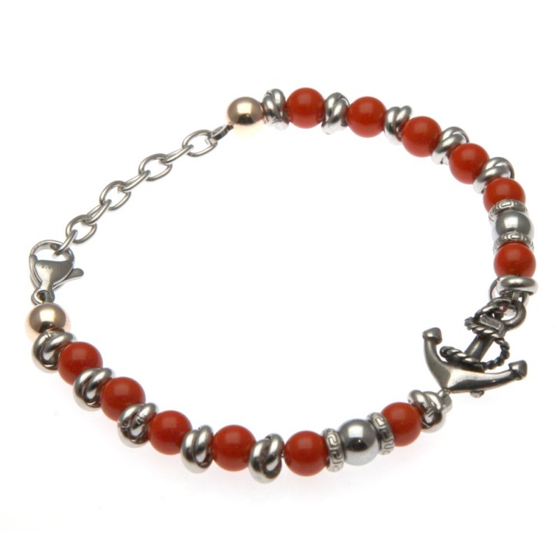 bracciale ancora uomo pietre dure e acciaio