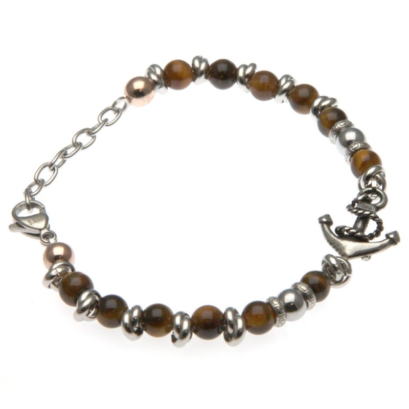 bracciale ancora uomo pietre dure e acciaio