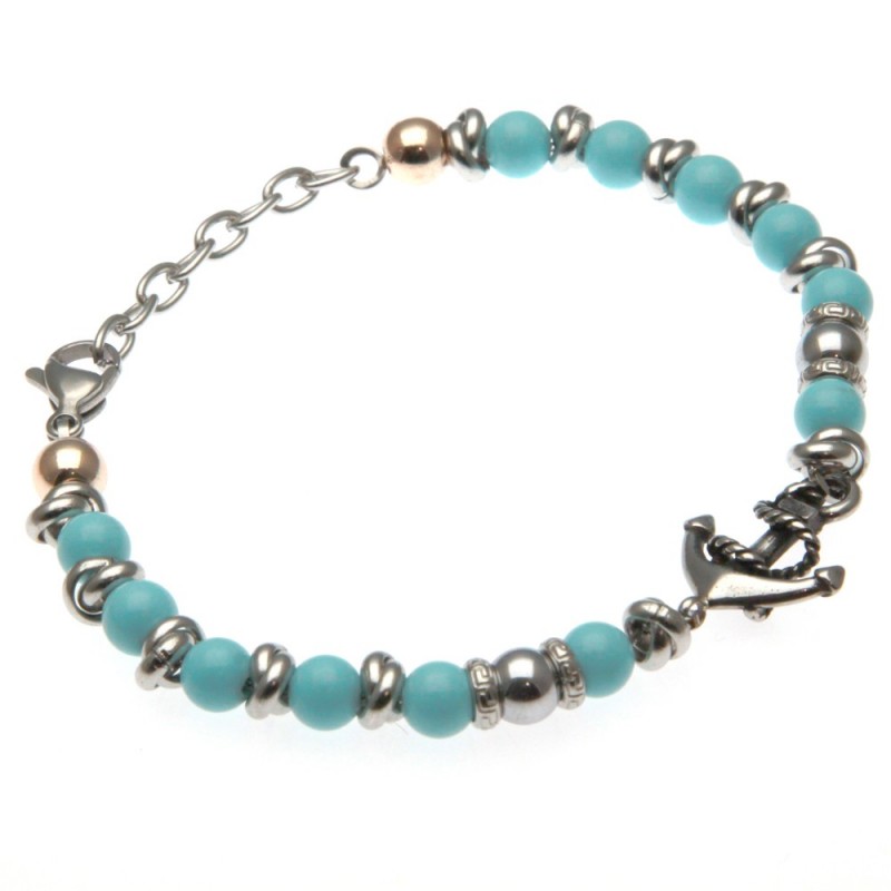 bracciale ancora uomo pietre dure e acciaio