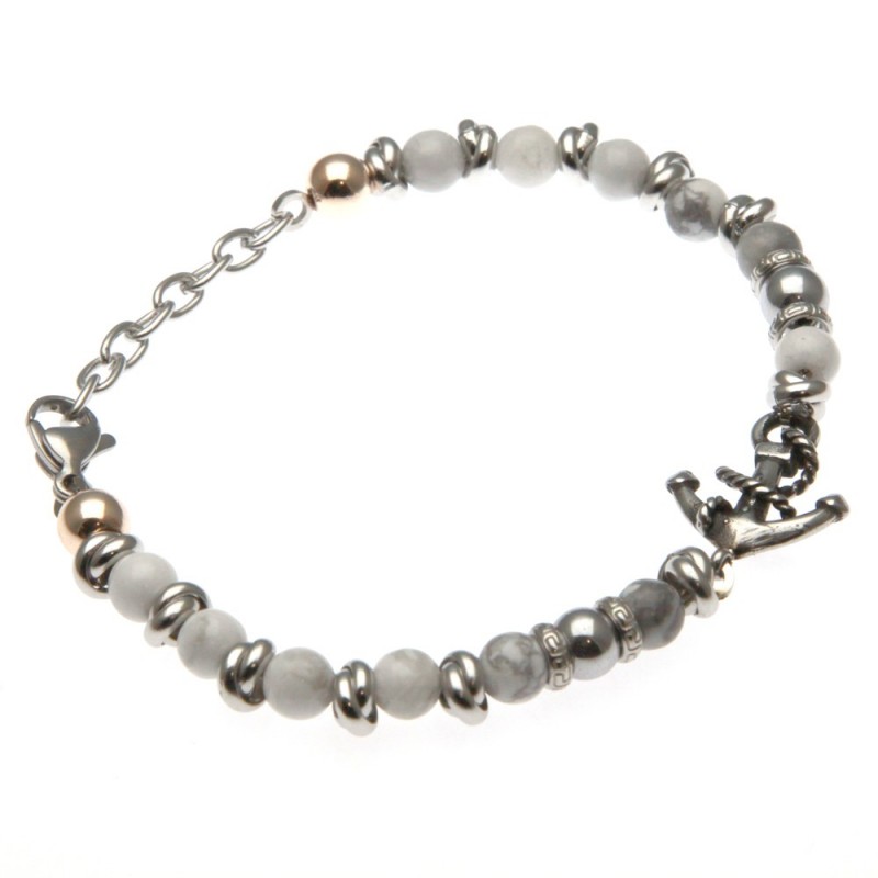 bracciale ancora uomo pietre dure e acciaio