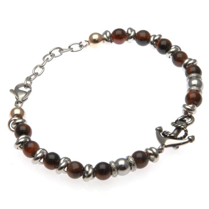 bracciale ancora uomo pietre dure e acciaio