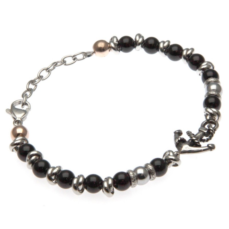 bracciale ancora uomo pietre dure e acciaio