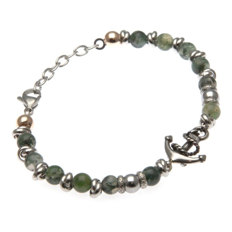 bracciale ancora uomo pietre dure e acciaio