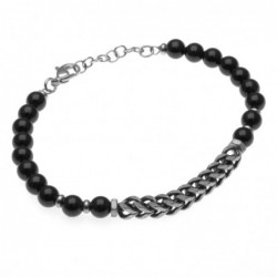 bracciale uomo pietre e catena acciaio brunita