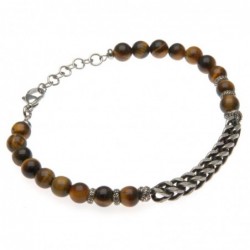 bracciale uomo pietre e catena acciaio brunita