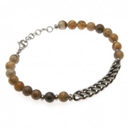 bracciale uomo pietre e catena acciaio brunita