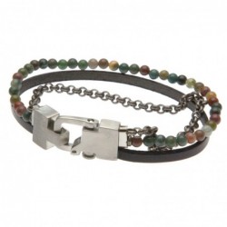 bracciale uomo pietre pelle e acciaio