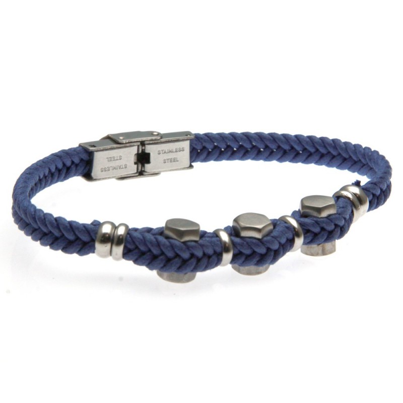 bracciale uomo pelle e bulloni in acciaio