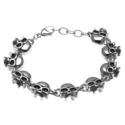 bracciale uomo con teschi in acciaio