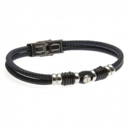bracciale uomo pelle e viti in acciaio