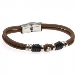 bracciale uomo pelle e viti in acciaio