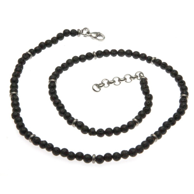 collana uomo girocollo in pietre dure e acciaio