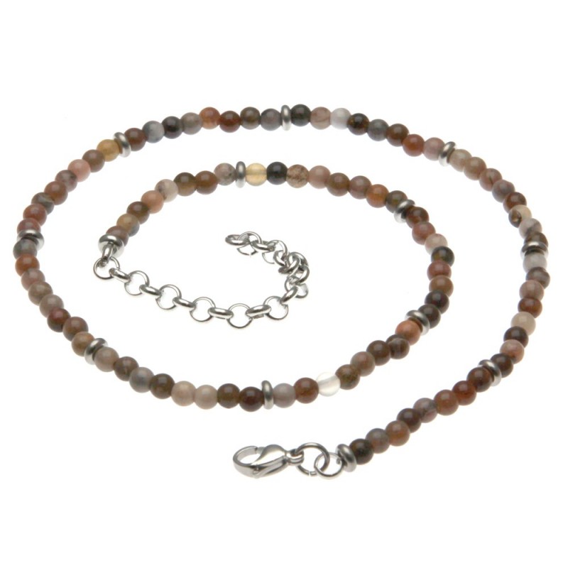 collana uomo girocollo in pietre dure e acciaio