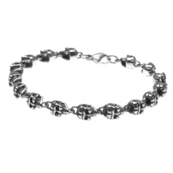 bracciale uomo con teschi in acciaio