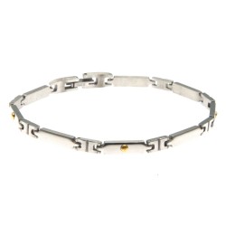 bracciale uomo imperniato in acciaio e oro