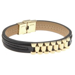 bracciale uomo maglia rolex e pelle