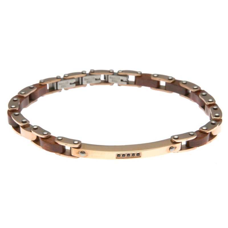 bracciale uomo in acciaio e legno