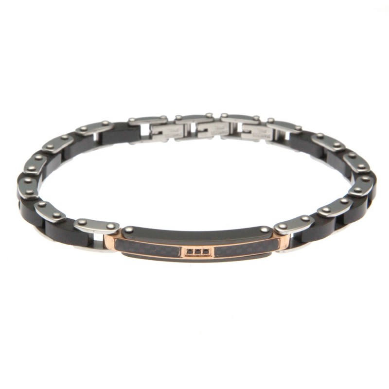 bracciale uomo in acciaio e legno