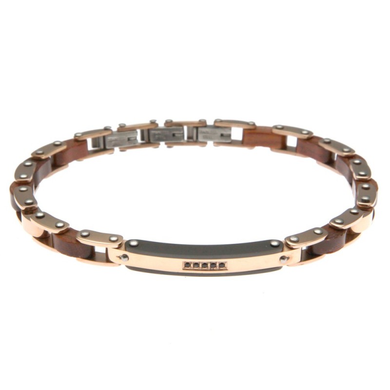 bracciale uomo in acciaio e legno