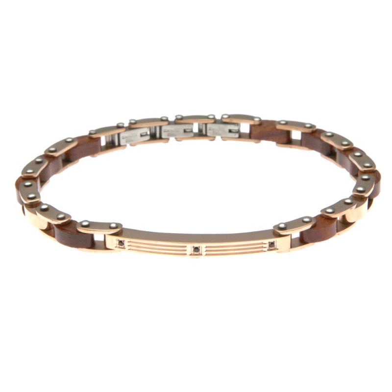 bracciale uomo in acciaio e legno