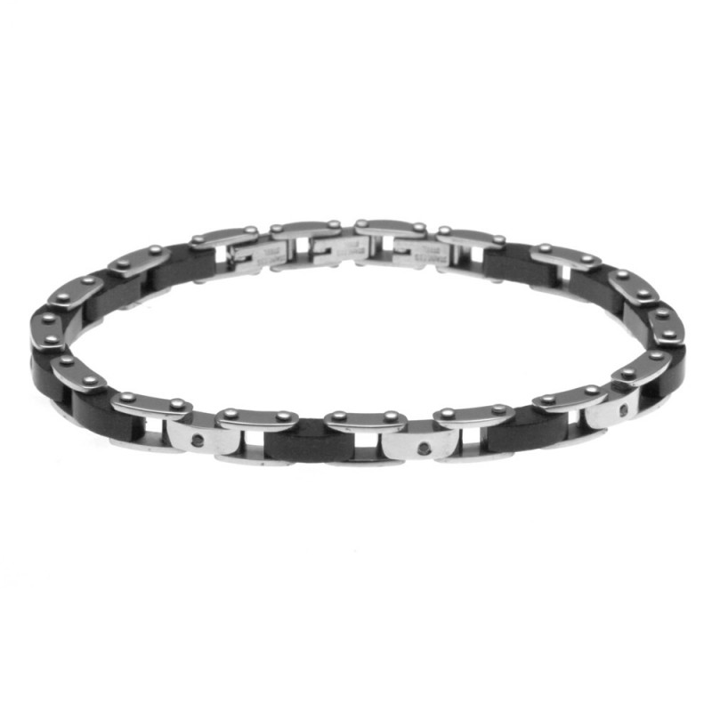bracciale uomo in acciaio e legno