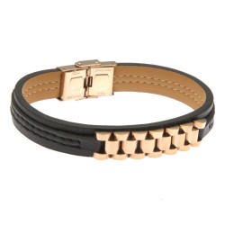 bracciale uomo maglia rolex e pelle