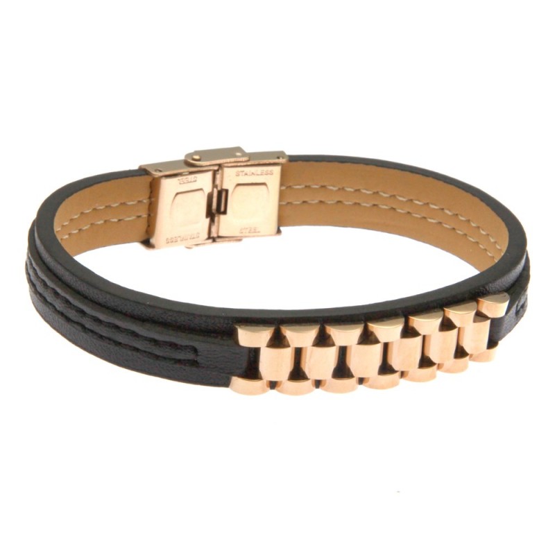 bracciale uomo maglia rolex e pelle