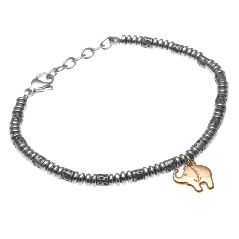 bracciale con elefante in acciaio