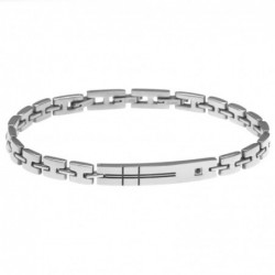 bracciale uomo in con piastra in acciaio