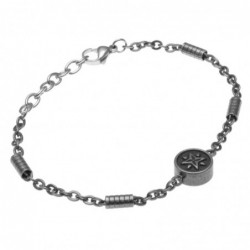 bracciale uomo con rosa dei venti in acciaio invecchiato