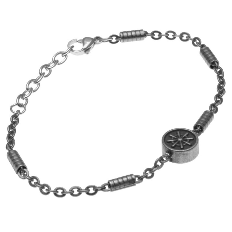 bracciale uomo con timone in acciaio invecchiato