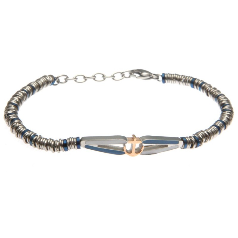 bracciale uomo con piastra con ancora in acciaio