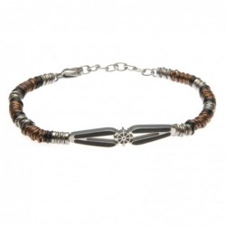 bracciale uomo con piastra con timone in acciaio