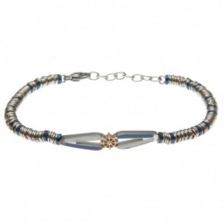 bracciale uomo con piastra con timone in acciaio