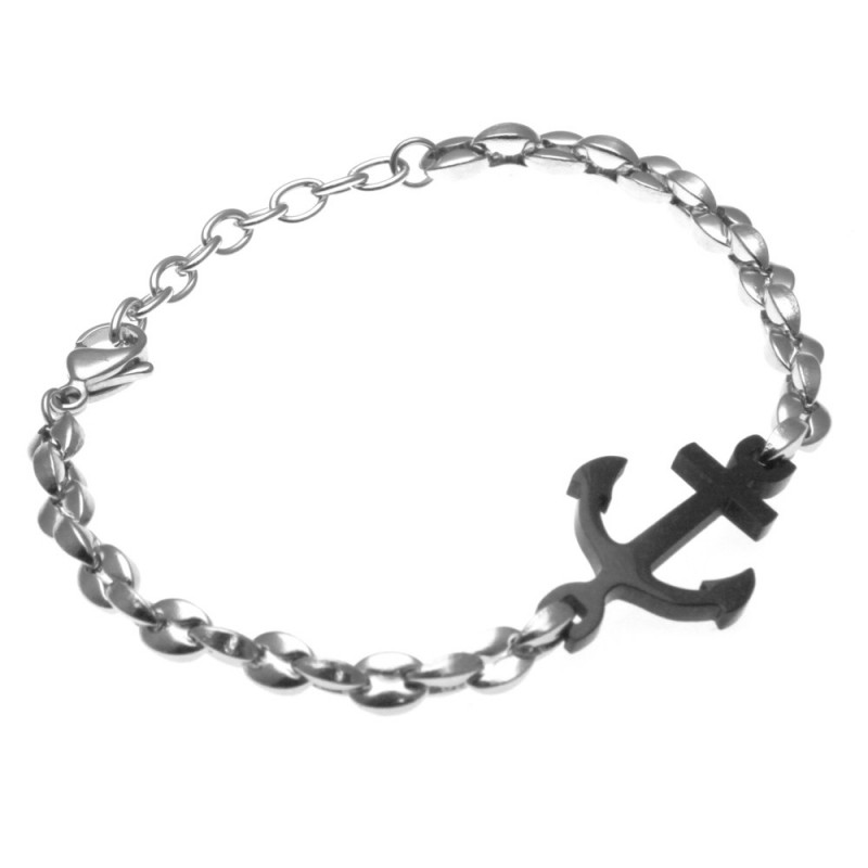bracciale uomo ancora in acciaio maglia marina