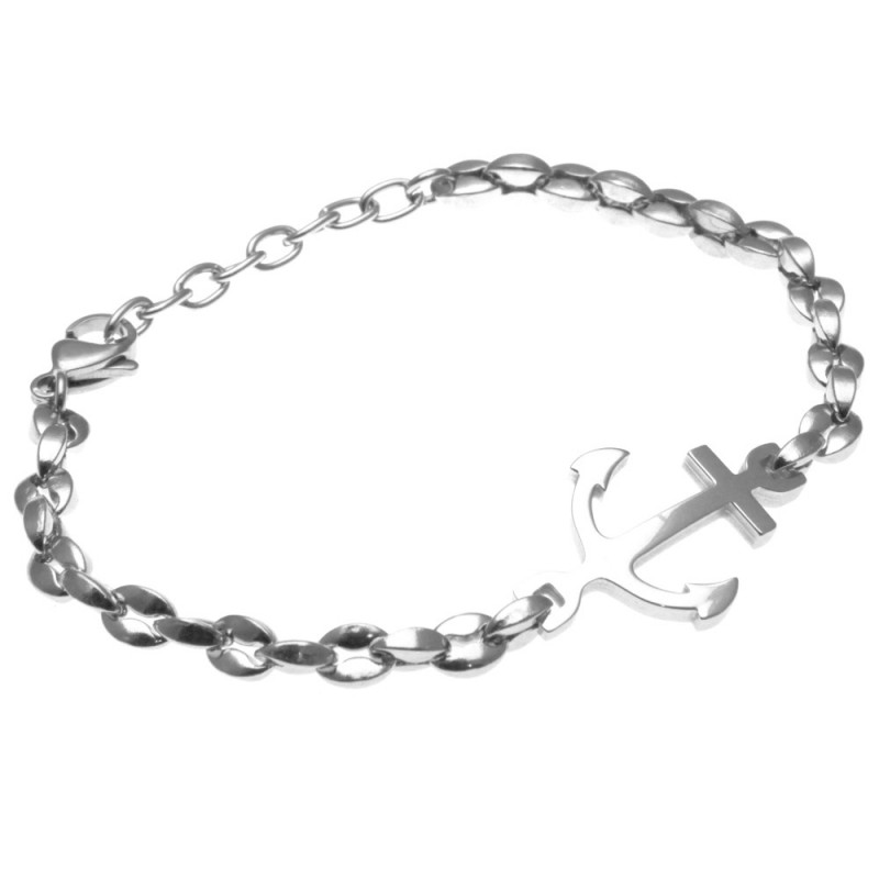 bracciale uomo ancora in acciaio maglia marina