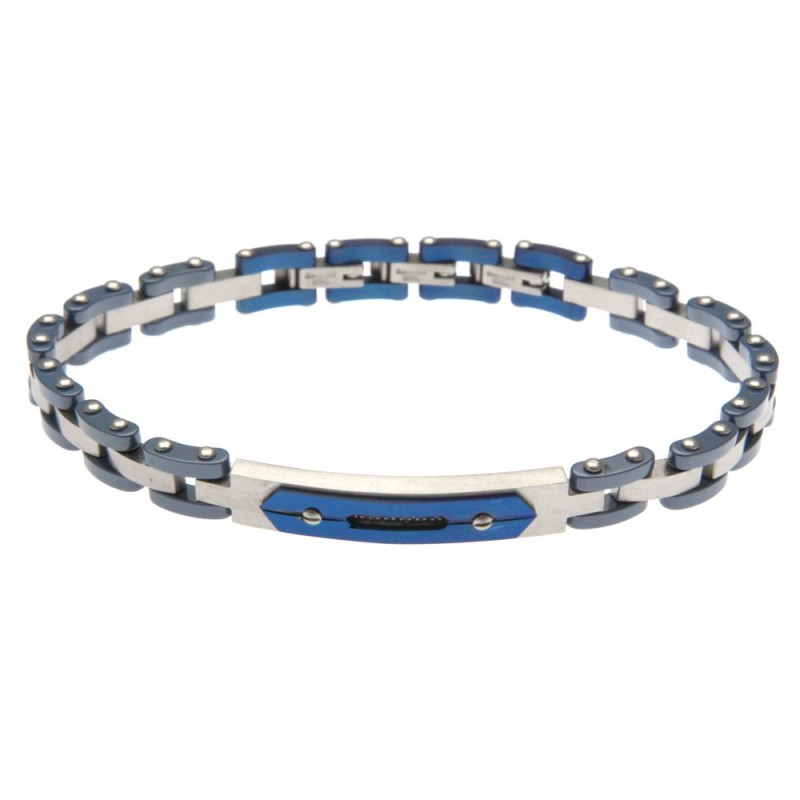 bracciale uomo con piastra in acciaio e ceramica