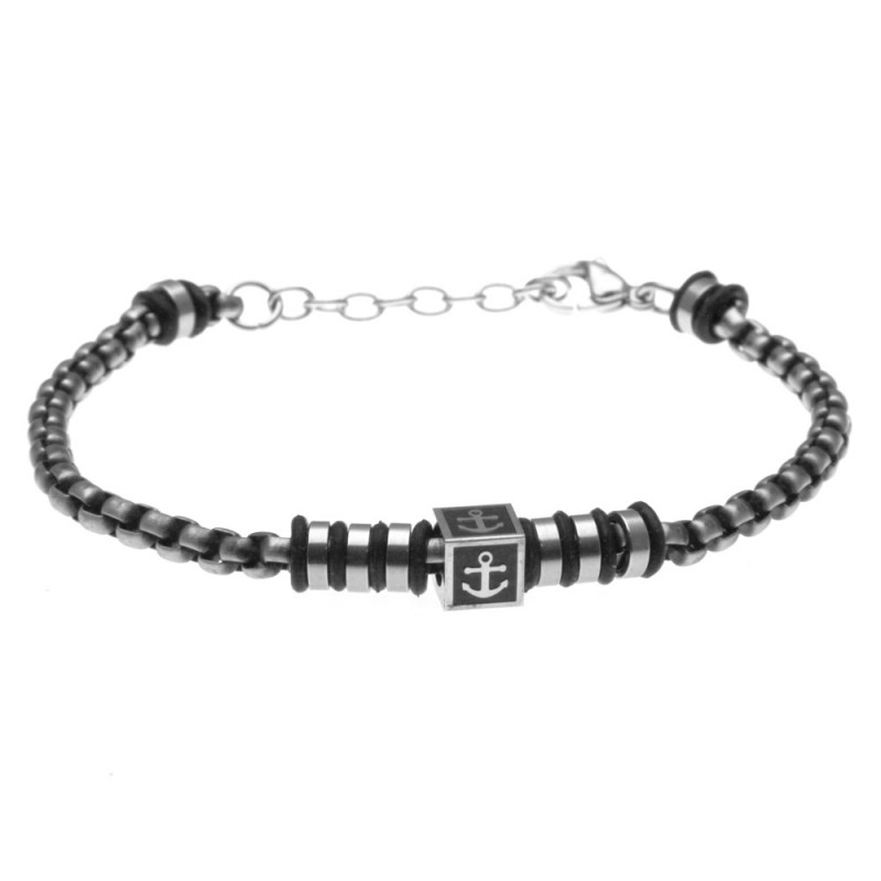bracciale uomo con ancora in acciaio invecchiato
