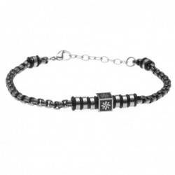 bracciale uomo con rosa dei venti in acciaio invecchiato