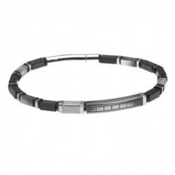 bracciale uomo con piastra in acciaio invecchiato