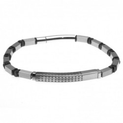 bracciale uomo con piastra in acciaio invecchiato