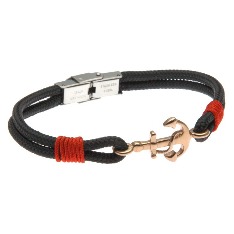 bracciale uomo con ancora e cordoncino colorato
