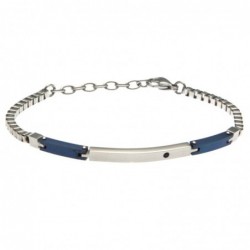 bracciale uomo con piastra in acciaio con zircone