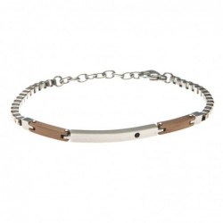 bracciale uomo con piastra in acciaio con zircone